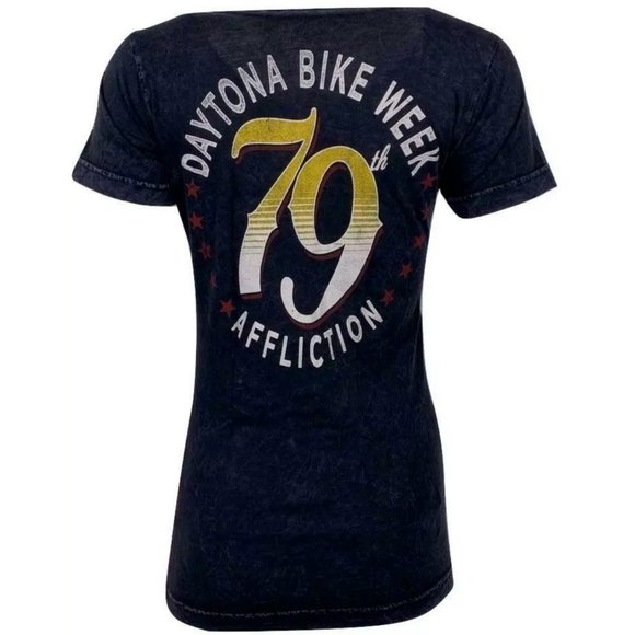AFFLICTION Women's T-Shirt S/S DAYTONA 79 Tee Bike - Picture 5 of 12